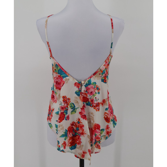 Floral Split Back Cami Top Tropical Coconut Girl Beachy Summer Ibiza Size M - Picture 2 of 7